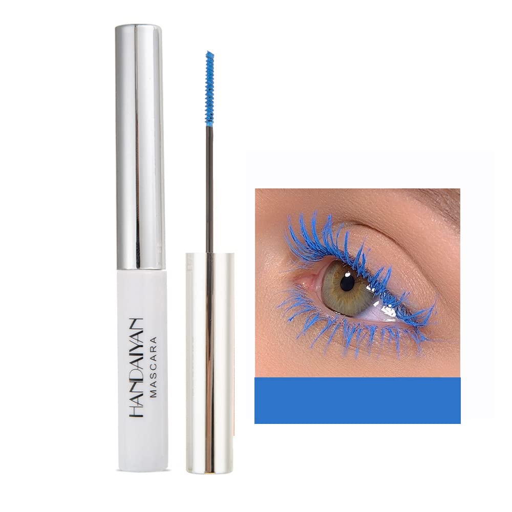 OCHILIMA 4D Mascara Colorful Fiber Mascara Charming Long Lasting, Thick & Long Eyelash Waterproof and Smudge-proof Eyes Makeup, 04# Sky Blue