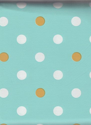 Aqua Blue Brown White Polka Dots Peva Vinyl Tablecloth - 60x84