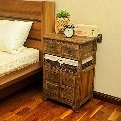 Yatai Bedside Table Nightstand For Bedroom Chest Drawers Cabinet Solid Wood Storage Organizer 3 Drawers With Removable Storage Wicker Basket Wooden Storage Shoe Rack Cupboard Shelf Organiser Buy Online
