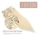 Blonde Hair Extensions, Grammy 22 Inch 7pcs Remy Clips in Human Hair Extensions 70g with Clips for Highlight(#613 Bleach Blonde)