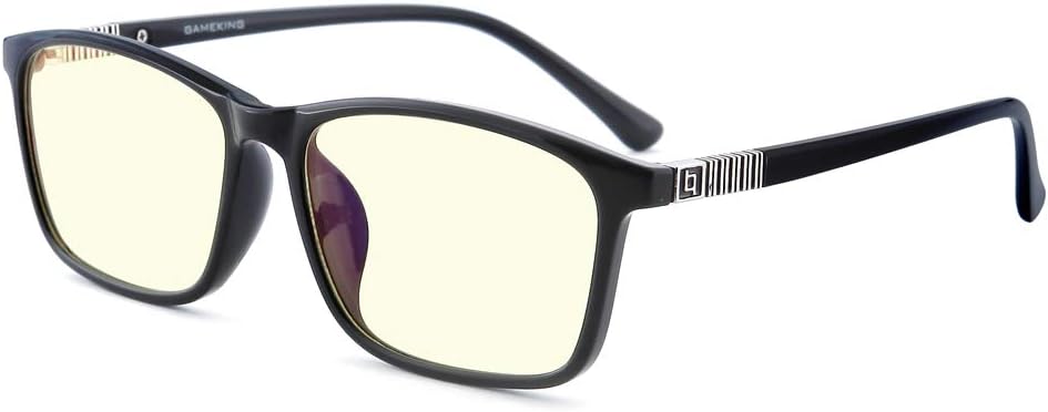 GAMEKING VALUE Classic 2009 Computer Glasses Gaming Glasses | Blue Light Blocking | Anti Glare | Amber Tint Lens TR90 Frame Black | Digital Eye Strain Eye Fatigue Relief | Sleep Better Men Women Gamer