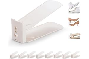 Yagizaai Bayou Shoe Slots, 20 PCS Shoes Slots Organizer, 3-Level Adjustable Shoe Stacker, Upgraded Shoe Space Saver, 50% Space-Saving Shoe Holders(Apricot)