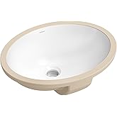 KRAUS Elavo 16.75 in. Oval Porcelain Ceramic Undermount Bathroom Sink in White with Overflow Drain, KCU-273