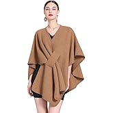 BRYCTSISEN Women's Open Front Cardigan Shawls Elegant Solid Color Poncho Ruana Cape Plus Size Knit Wraps for Fall Winter