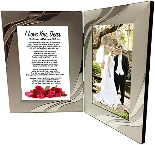 I Love You Dear Gifts for Husband or Wife, Sentimental Romantic Poem Silver 4x6 Double Frame Gift - Add Photo by Words Matter Gifts