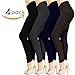 VIV Collection Plus Size Solid Brushed Leggings 4-Pack (Black/Charcoal/Navy/Dark Brown)