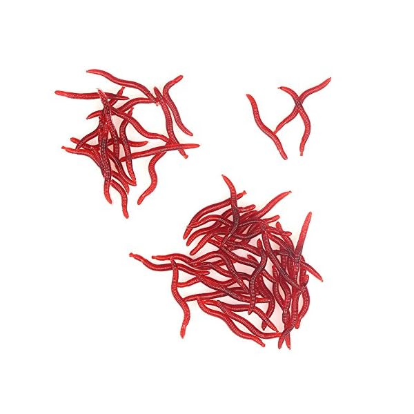 100-PCS-Red-Worm-Soft-Rubber-Fishing-Lures-Baits-15-Inch-4-cm