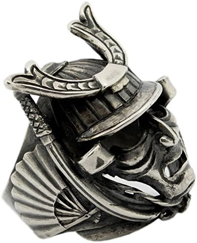 Japanese Samurai Warrior Mask Skull Ring 925 Sterling Silver Mens Jewelry Sz14