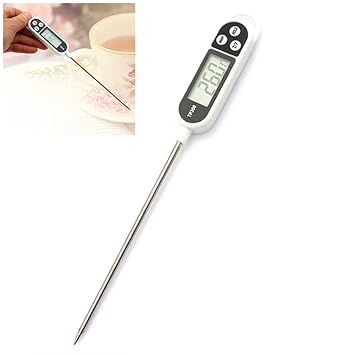 Qiorange Kochthermometer Einstichthermometer, digitales Küchenthermometer mit langer Sonde, sofort lesbar LCD-Bildschirm, Kor