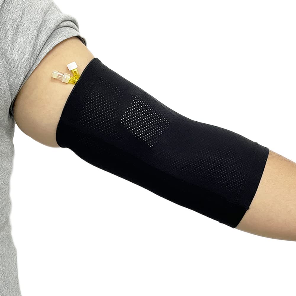Arm PICC Line Sleeve Protector, Elbow Breathable Cast Nursing Cast Cover Supplies for Arm Circumference (L, Black)