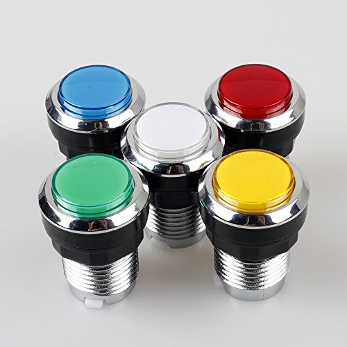Jiu Man 10 Pcs/lots Chrome Plating 30mm LED Illuminated Push Buttons With Micro Switch For Arcade Machine Games Mame Jamma Parts 12V Each Color of 2 Pieces