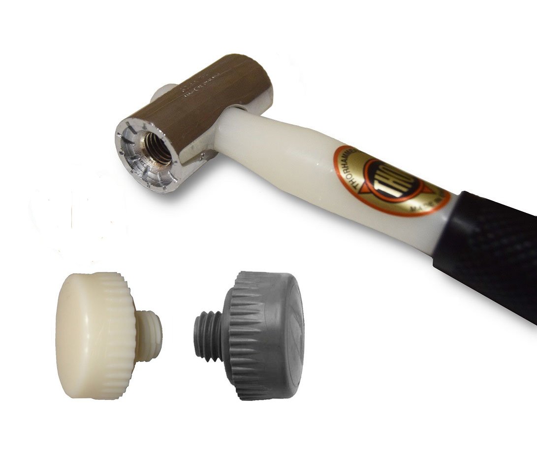 Thor 712 Nylon Faced Window Glazing Hammer/Mallet - with Hard White & Soft Grey Head