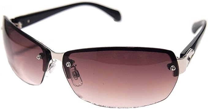 Amazon ハーフカラー 大きめメタルサングラス グレースモークブラウン メンズ 紫外線カット 3332 スモークハーフ サングラス 通販