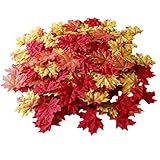 200 Artificial Fall Maple Leaves in a Mixture of Autumn Colors - Great Autumn Table Scatters for Fall Weddings & Autumn Parties