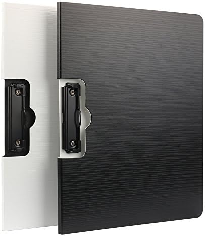 Shuter 2 Pack Low Profile Clipboard File Folder A4 Size Business Office Memo Padfolio Pack (Black+White)