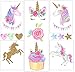 Klmars Unicorn Temporary Tattoos for Kids Birthday Party（16 Sheets-Watercolors with Sparkle Gold Glitter,Perfect for Girls Unicorn Party Favors Supplies
