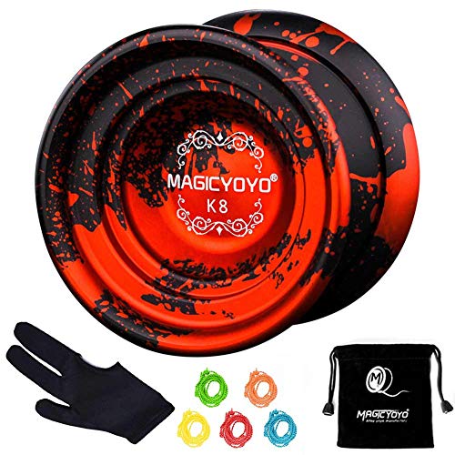 YOSTAR MAGICYOYO K8 Professional Yoyo Unresponsive Yoyo Ball Kids, Big Size Yoyo, Easy to Catch, with 5 Strings, Glove, Bag (Black & Red) - Thumbnail 7