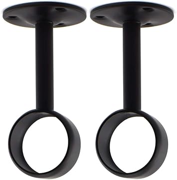 Amazon Com Sdtc Tech 1 1 4 Inch Curtain Rod Ceiling Mount Bracket Stainless Steel Flange Rod Holder Closet Pole End Supports Socket With Matching Screws Black 2 Pack Home Improvement