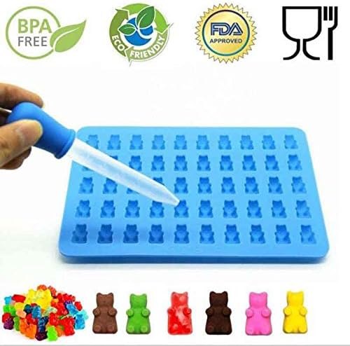 50 Cavity Silicone Gummy Bear Chocolate Mold Candy Maker Ice Tray Jelly Moulds（Random Send)