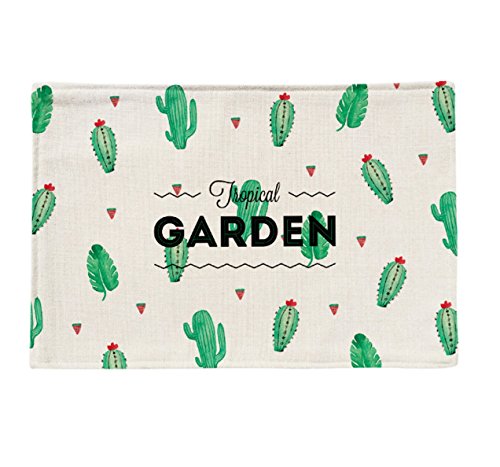 Placemat Ttopper Table Mat Washable Cactus Pattern Placemat Cotton Linen Table Mats Set of 4 - Thumbnail 2