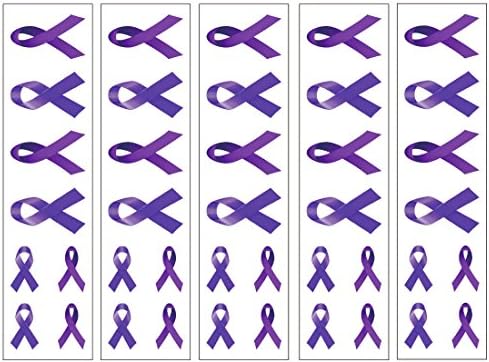 40 Purple Ribbon Temporary Tattoos Pancreatic Cancer Awareness Tattoo