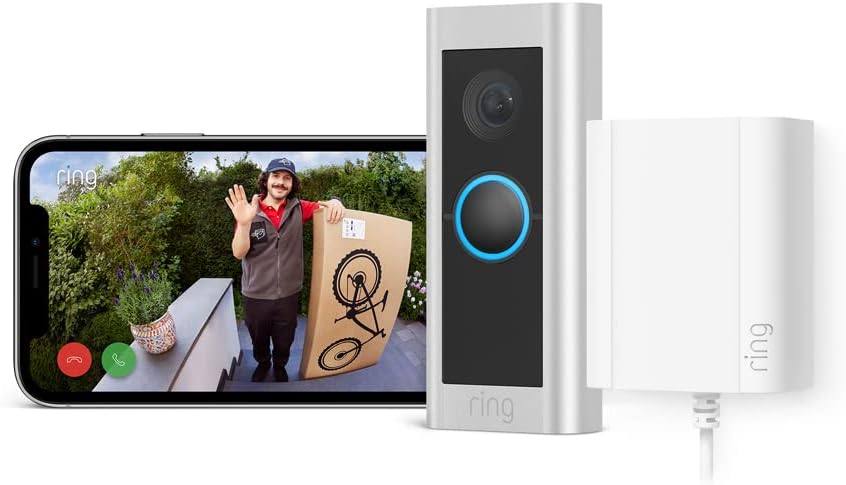 Ring Wired Video Doorbell Pro 1536p Head to Toe Video 3D Motion Plug-In