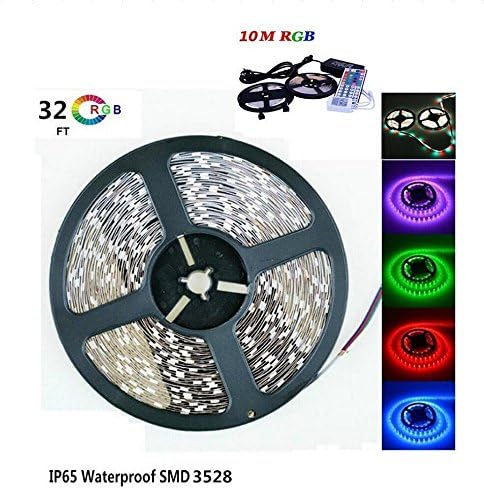 HOCHYOO Led Strip Lights 10M 600 Leds 5A Power SMD 3528, Waterproof RGB Strip Light 44 Key Controller for Kitchen Bedroom Sitting Room, 32ft