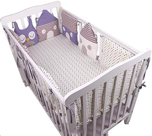 Baby Infant Crib Bumper Pads Bed Cotton Safety Rail Guard Breathable, Cradle Protector, Cot Sleep Bumper Pillow, Machine Washable, Bed Sheet, 6pcs Set, Owl Shaped,B2