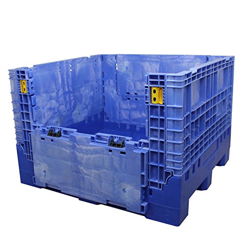 New Blue Collapsible Bulk Container (2 Doors) Exterior 45W x 48" L x 34" H - Superior Quality and Value - Made in USA (Only 20 pcs Left)