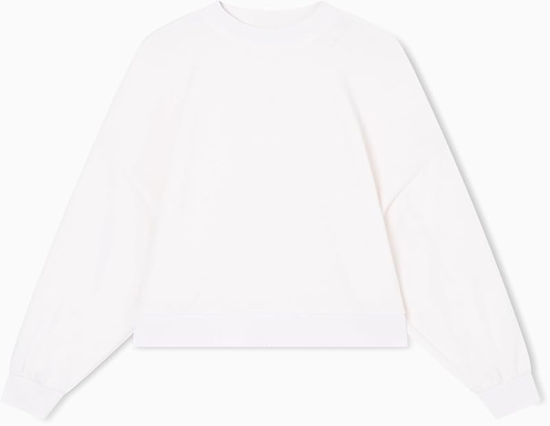 Manches Bouffantes pour Femme avec Logo Lettrage Coupe décontractée, Sweat-Shirt, Blanc, M, Iso, M