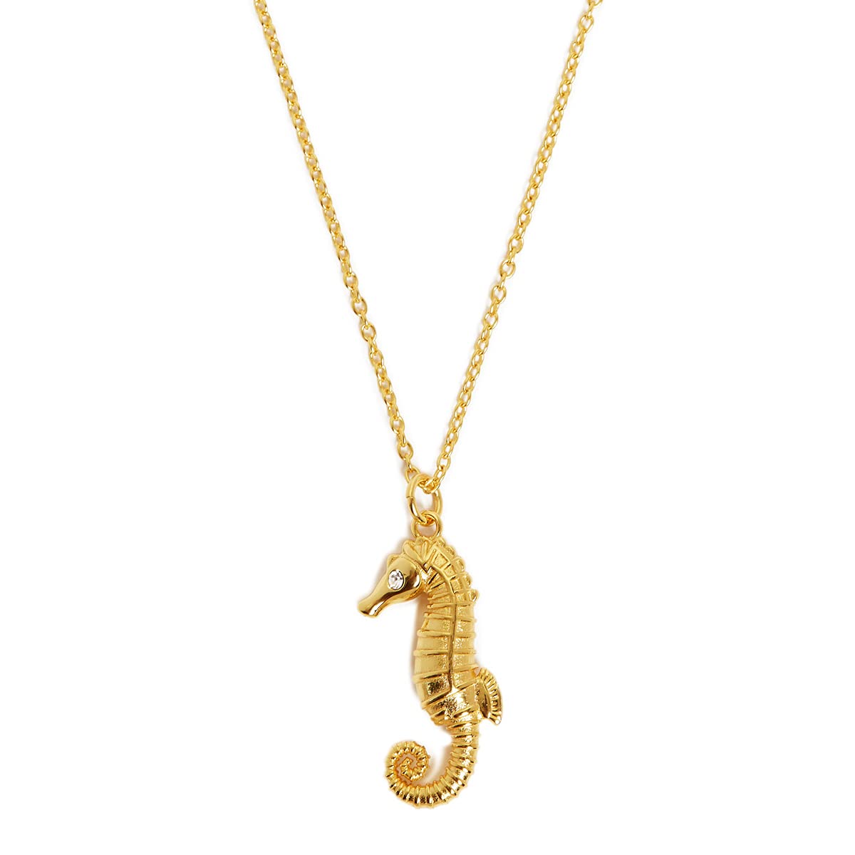Annie Oak Womens 925 Silver 18k Gold Seahorse Princess Length Necklace