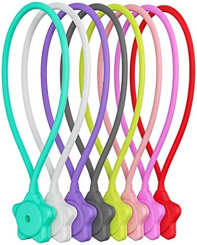 8 Pack Magnetic Cable Ties, Silicone Reusable Twist Ties for Cord Wraps, Cord Organizer Magnetic Cable Clips – Holding Stuff for Home, Kitchen, Office, School Gifts(8 Colors)