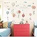 Colourful Children's Cartoon Fantasy Hot Air Balloon Cute Rabbit Wall Decals Stickers Kids Colorful Cartoon Removable Wall Stickers for Kids Nursery Bedroom Living Room