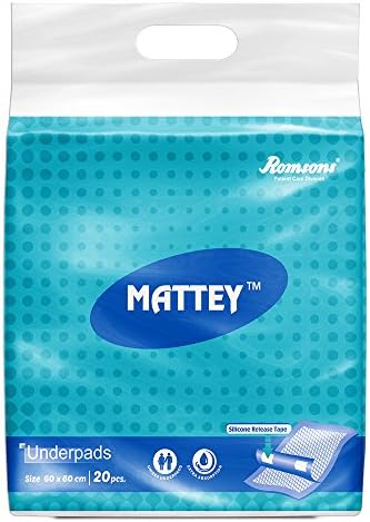 Mattey Underpads 20 Pcs, Size 60x60cm, (Pack of 1)