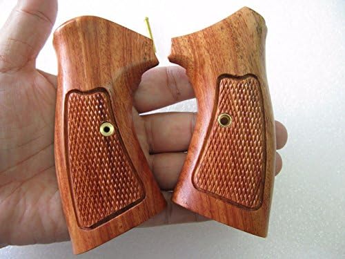 New wooden grip for Ruger sp101 revolver, checkered Praduk wood- MADE FROM THAILAND