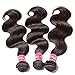 UNice Hair Brazilian Body Wave Virgin Hair 16 18 20 inches 3 Bundles, 100% Unprocessed Brazilian Wavy Human Hair Weave Extensions, Natural Black Color for African Americans Women Total 300g