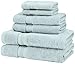 Amazon Brand – Pinzon 6 Piece Pima Cotton Bath Towel Set - Spa Blue