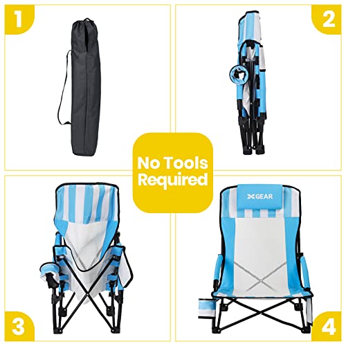 XGEAR 2Pack Beach Chair Low Seat Beach Chairs for Adults High Back