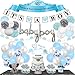 Vista Trade Zon Boy Baby Shower Decorations, It is a Boy Banners Elephant Garland and Paper Lantern Paper Flower Pom Poms （Blue White Grey）