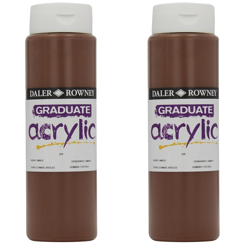 Daler Rowney DR123500225 GRADUATE ACRYLIC 500ML BURNT UMBER, Brown (Pack of 2)