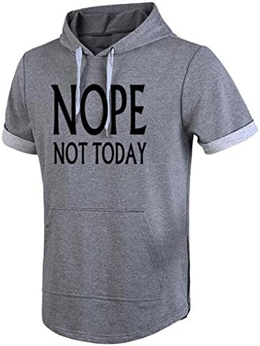 Conquershop Men's Nope Not Today Short Sleeve Hoodie (Grey X-Large)
