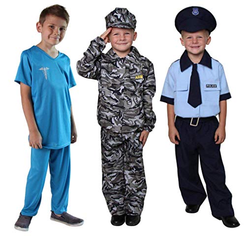 Making Believe Boys Career Costume Dress Up Army Soldier, Doctor, Policeman Set (2/4, Army/Doctor/Policemen)
