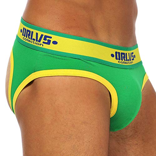 Mens Sexy Underwear Briefs,Jockstrap Cotton Bulge Pouch Low Rise Breathable Triangle Heath to wear Underpants Green