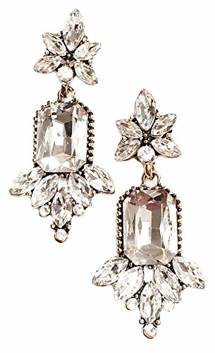 Art Deco Antique Vintage Flapper Style Diamond Rhinestone Wedding Bridal Prom Earrings