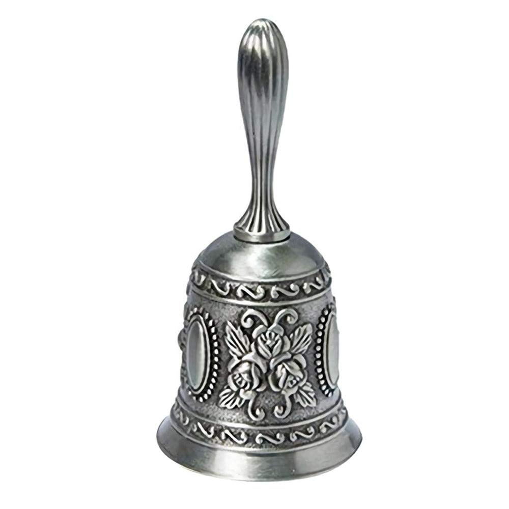 Metal Tone Hand Bell - Multi-Purpose for Service Call, Desktop, Tea Dinner, Games & Christmas (Silver)