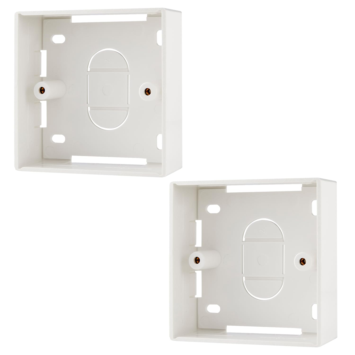 rhinocables 32mm Network Pattress – Strong Surface Back Box for CAT5e & CAT6 Ethernet Sockets | Clean Cable Routing for Routers, Consoles, TVs & VoIP Devices across Home & Commercial Spaces (2 Pack)