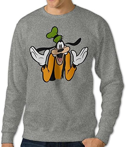 Carina Goofy Cartoon Dog Men's Long Sleeve Fleece Sweatshirt Ash 3X