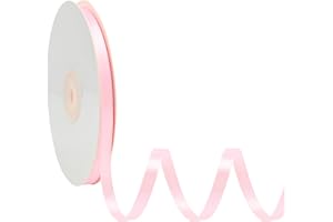 Simplegoal Double Face Pink Satin Ribbon 1/4 Inch X 50 Yards Polyester Pink Ribbons for Gift Wrapping Fabric Ribbon for Crafts Flower Bouquet Sewing Arts Wedding Party Decoration