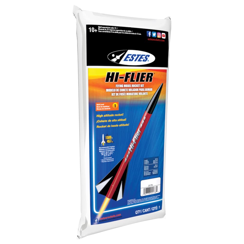 Estes Hi-Flier Flying Model Rocket Kit, ages 10 and up with Adult Supervision under 12