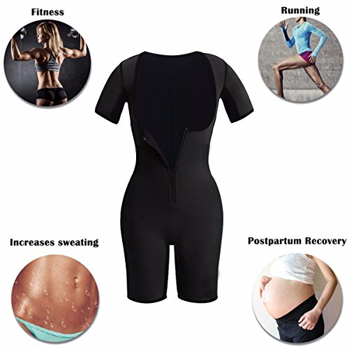 QUAFORT Full Body Shapewear Sauna Suit Neoprene Weight Loss Gym Shapers with Sleeve